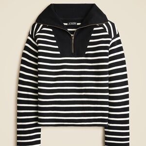 J. Crew Heritage Terry Quarter-zip Sweatshirt - Black & White Stripe, L